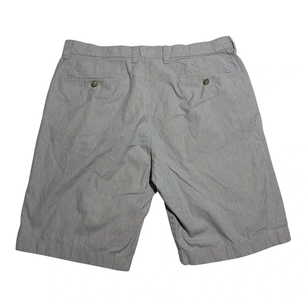 J crew y2k chino flat front shorts preppy gray white micro stripes men's size 36